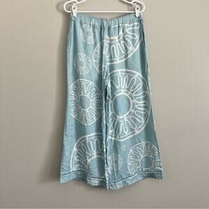 Themis Z Women’s Sky Blue Aztec Wide Leg Viscose Pull On Beachy Pants Medium 38